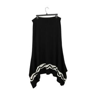 Roni Rabl Knit Asymetric Midi Skirt Striped Elastic Waist Sz Medium Boho 90s Y2K